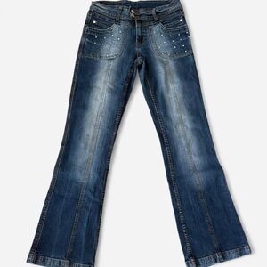 Vintage 2000s Makavelic blue bootcut flared jeans with a touch of glamour